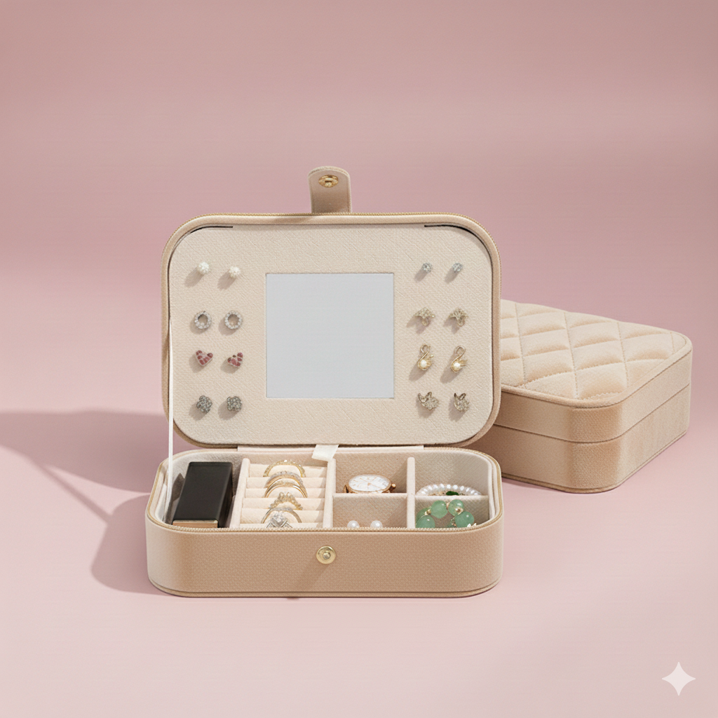 Boite a Bijoux de Voyage avec Miroir