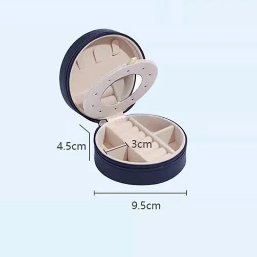 Boite a Bijoux Ronde de Voyage en Cuir