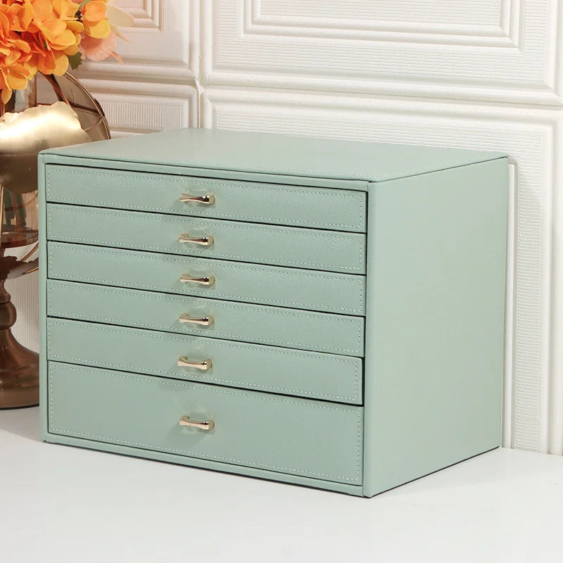 Boite a Bijoux 6 Tiroirs En Cuir