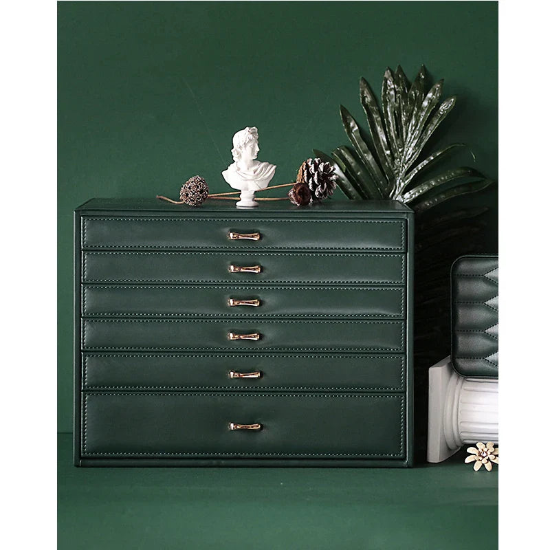 Boite a Bijoux 6 Tiroirs En Cuir