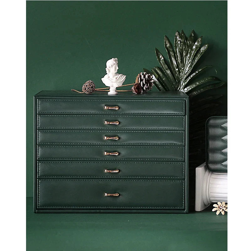 Boite a Bijoux 6 Compartiments En Cuir