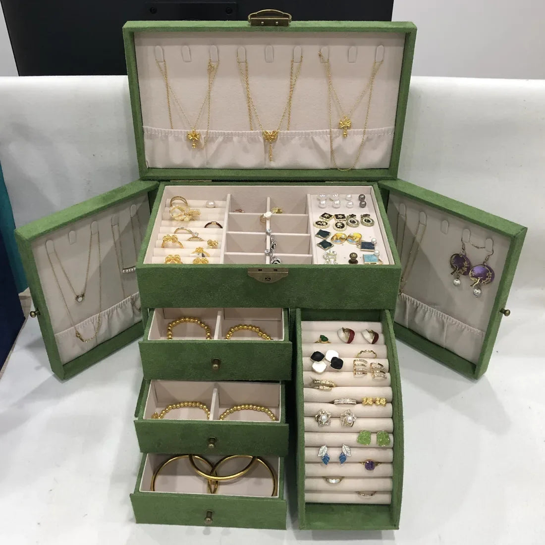 Boîte à Bijoux Grande Capacité avec Tiroirs et Compartiments