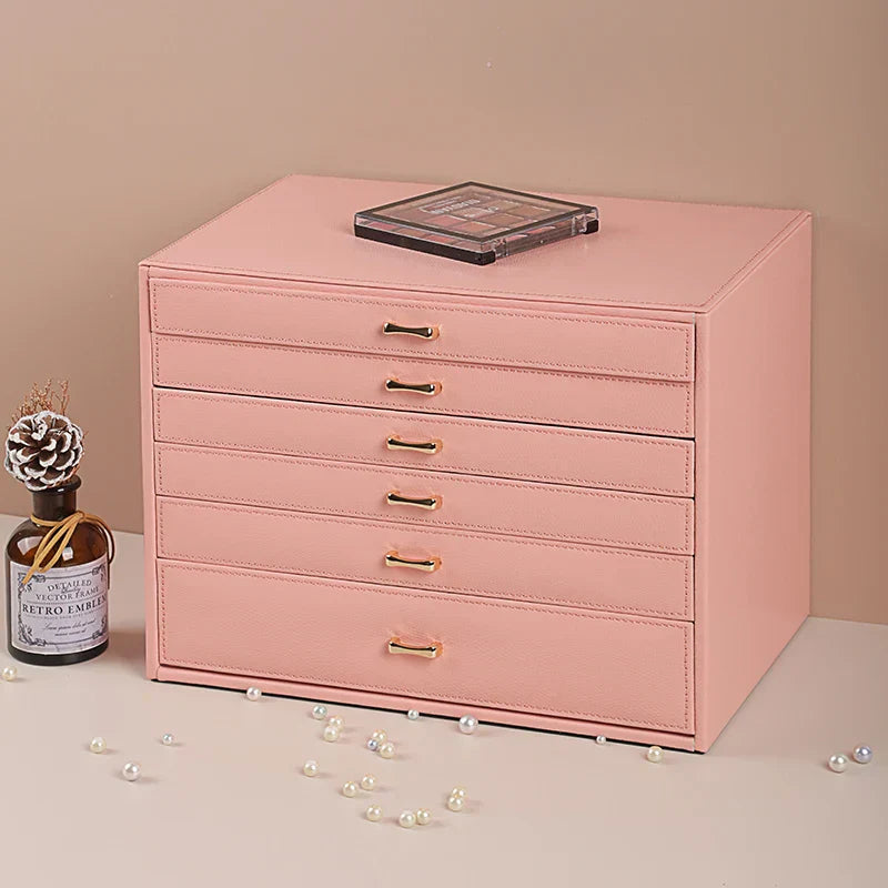 Boite a Bijoux 6 Compartiments En Cuir