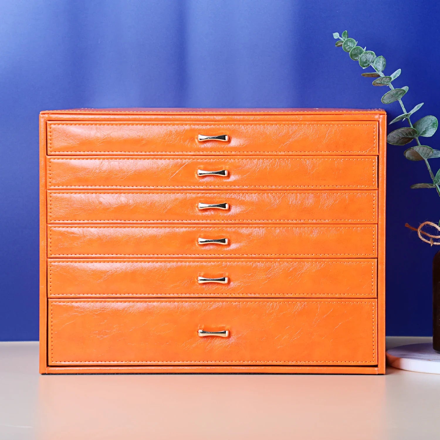 Boite a Bijoux 6 Tiroirs En Cuir