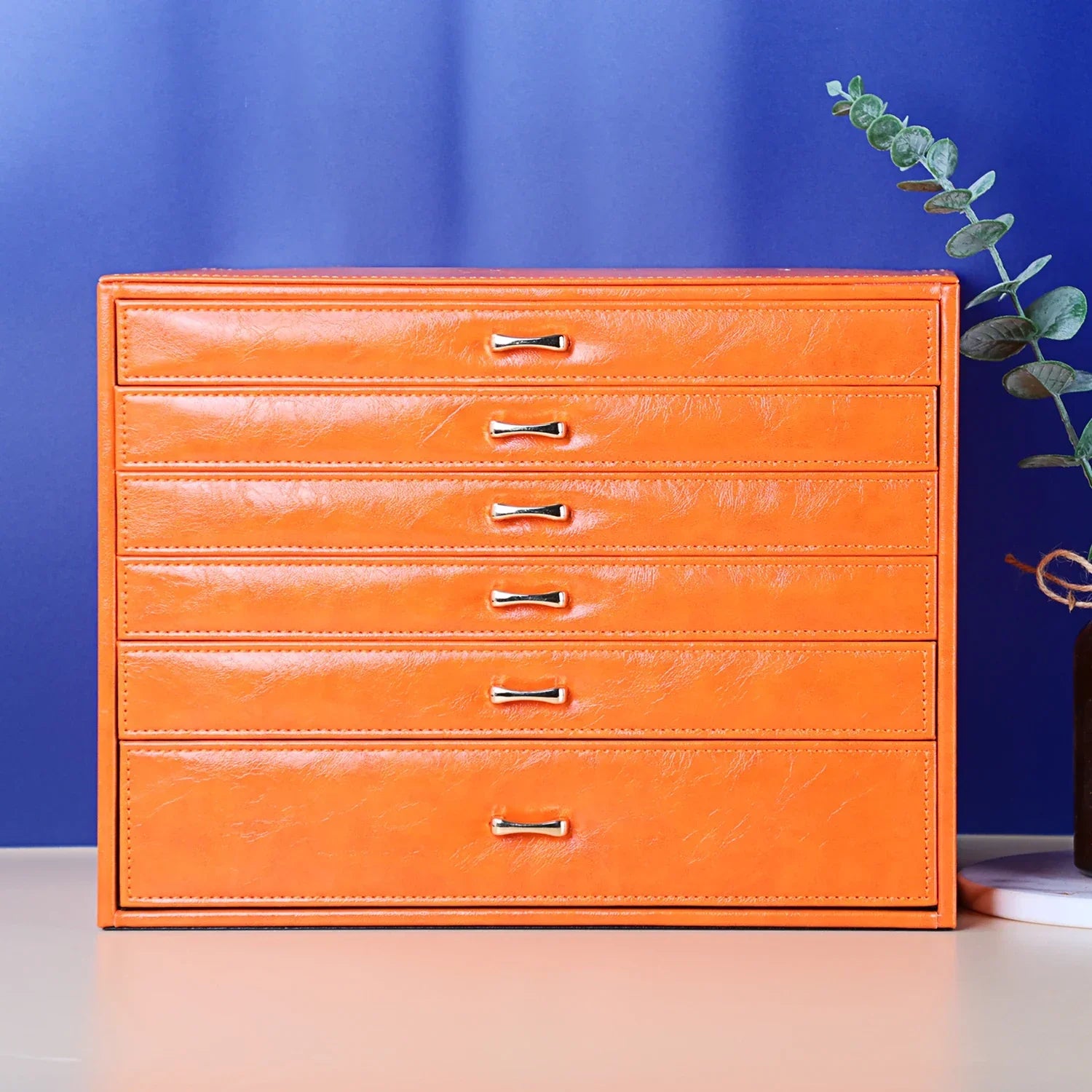 Boite a Bijoux 6 Compartiments En Cuir