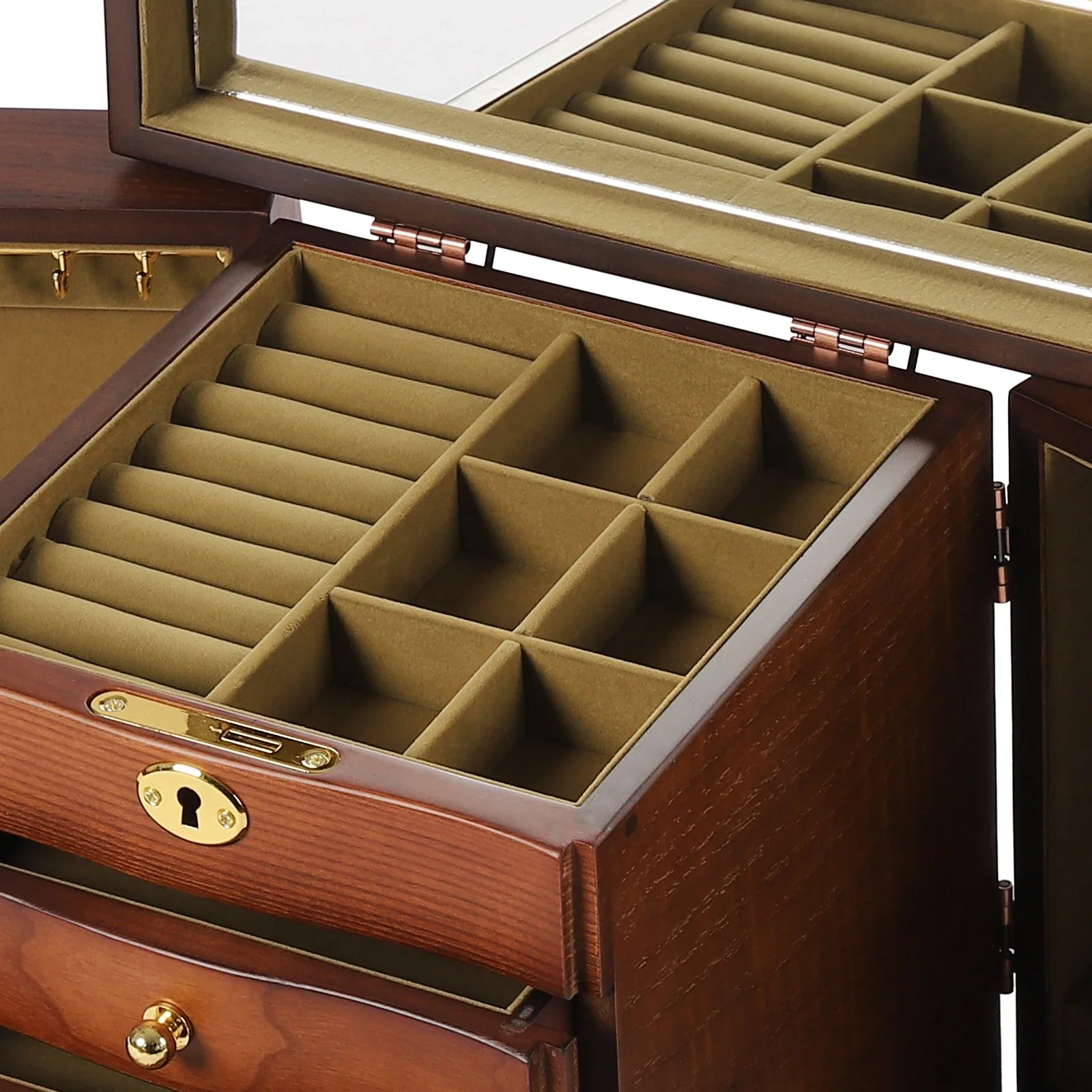 Boîte à Bijoux en Bois avec Miroir