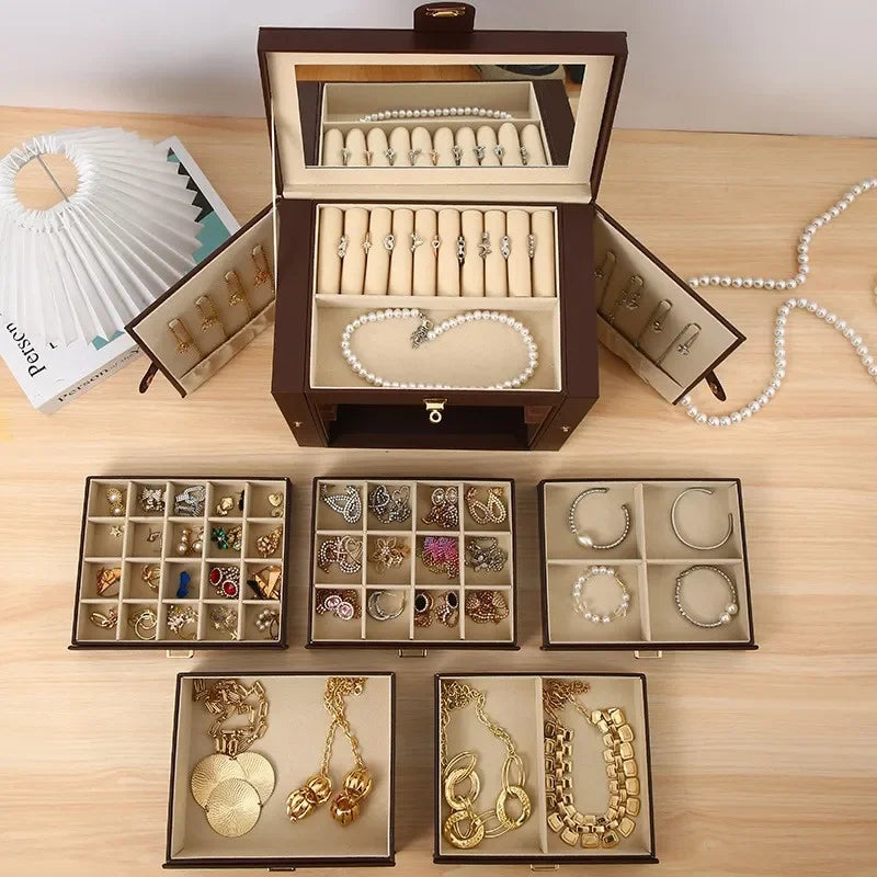 Boîte À Bijoux Avec Miroir 5 Compartiments