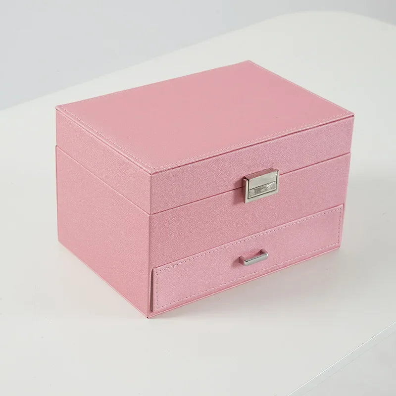 Boîte à Bijoux Multi-Rangements En Cuir