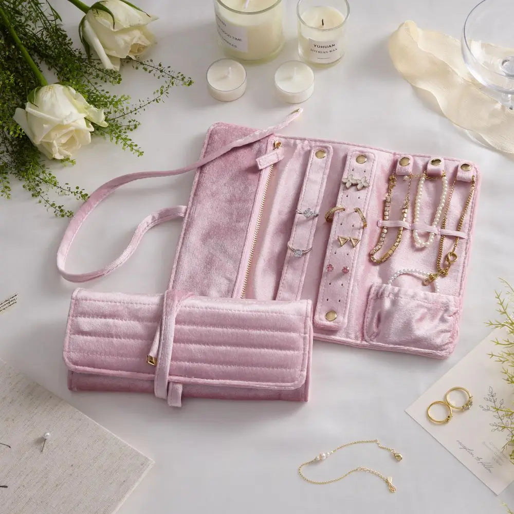 Pochette à Bijoux Voyage Rose Poudré