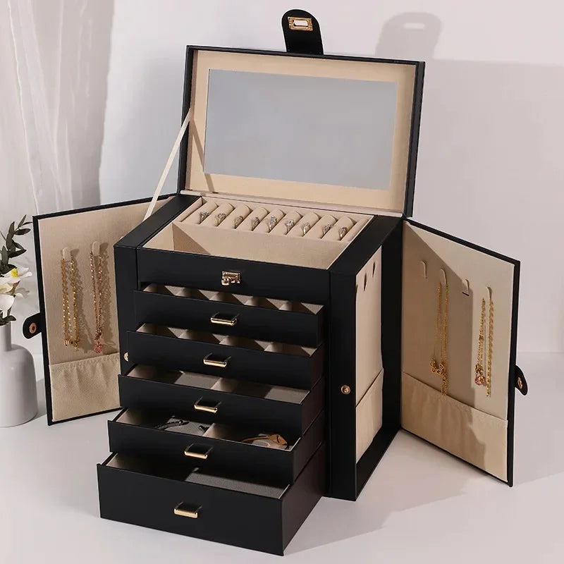 Boîte À Bijoux Avec Miroir 5 Tiroirs