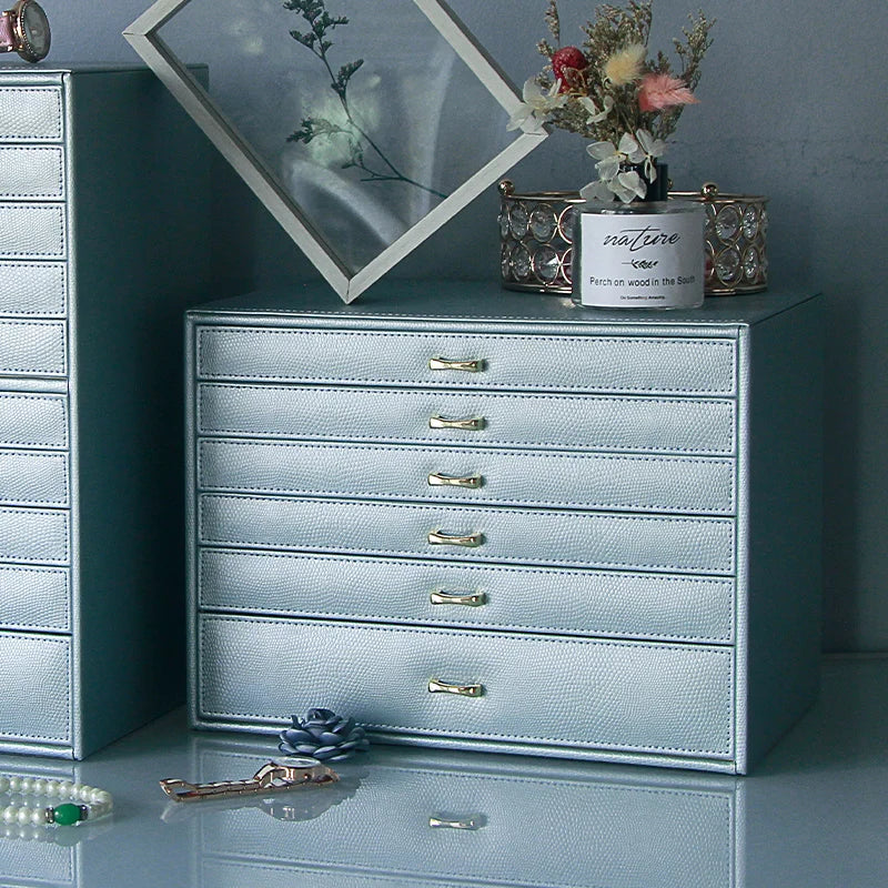 Boite a Bijoux 6 Compartiments En Cuir