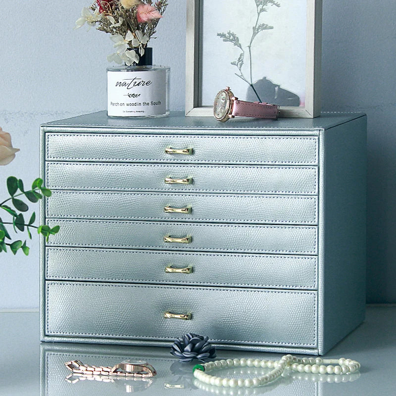 Boite a Bijoux 6 Compartiments En Cuir