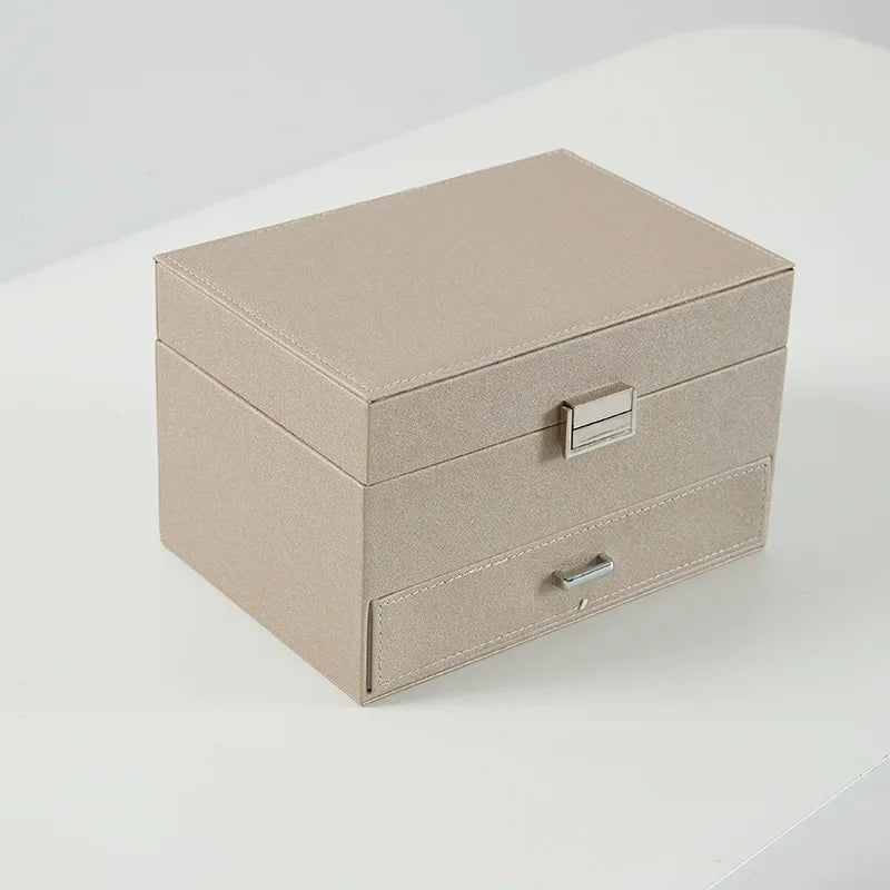 Boîte à Bijoux Multi-Rangements En Cuir