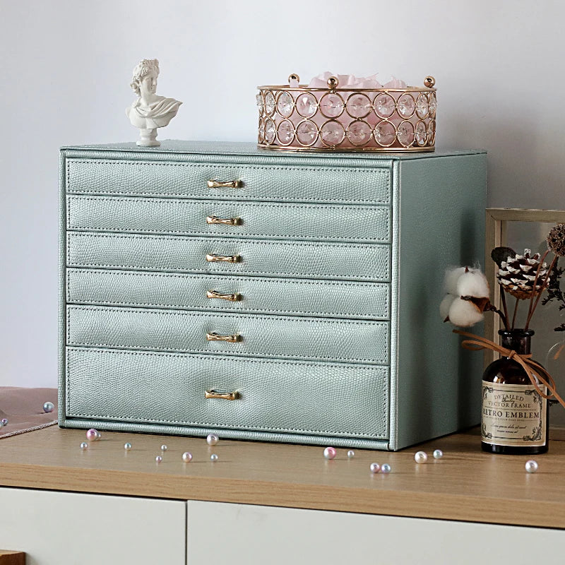 Boite a Bijoux 6 Compartiments En Cuir