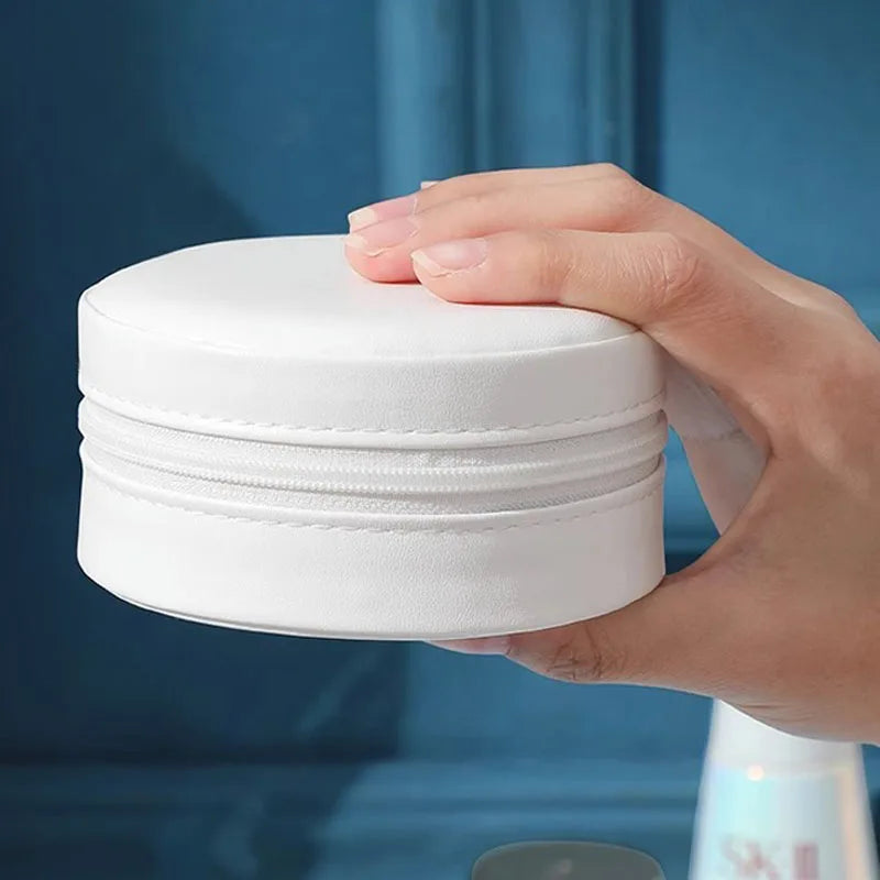 Boite a Bijoux Ronde de Voyage en Cuir