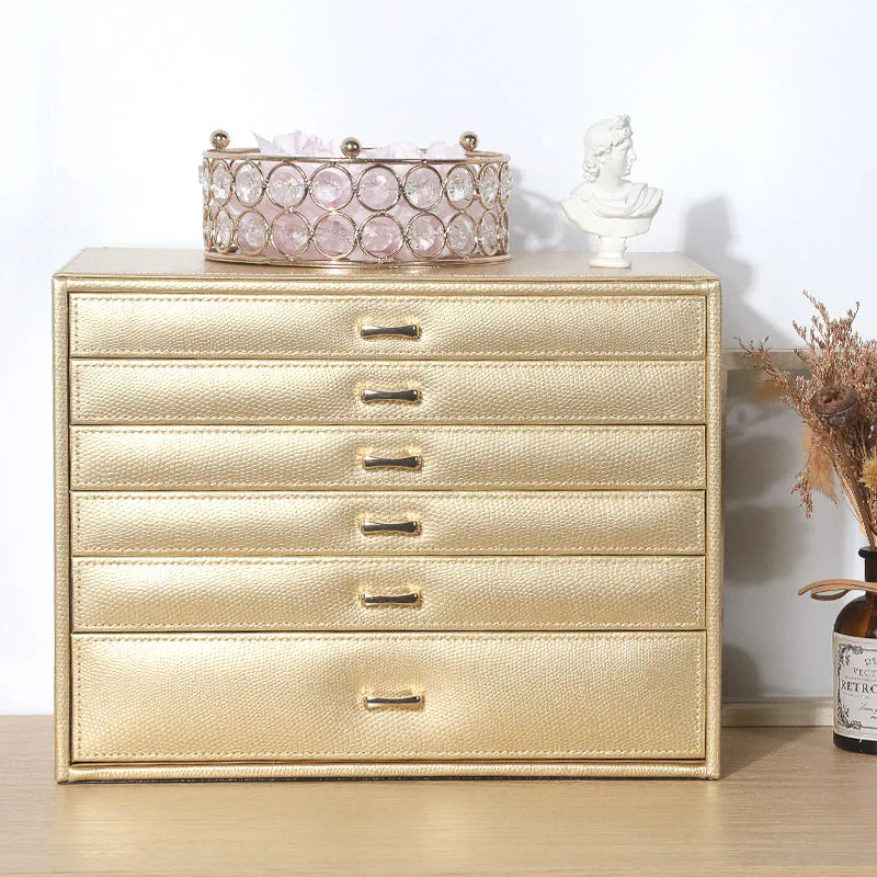 Boite a Bijoux 6 Compartiments En Cuir