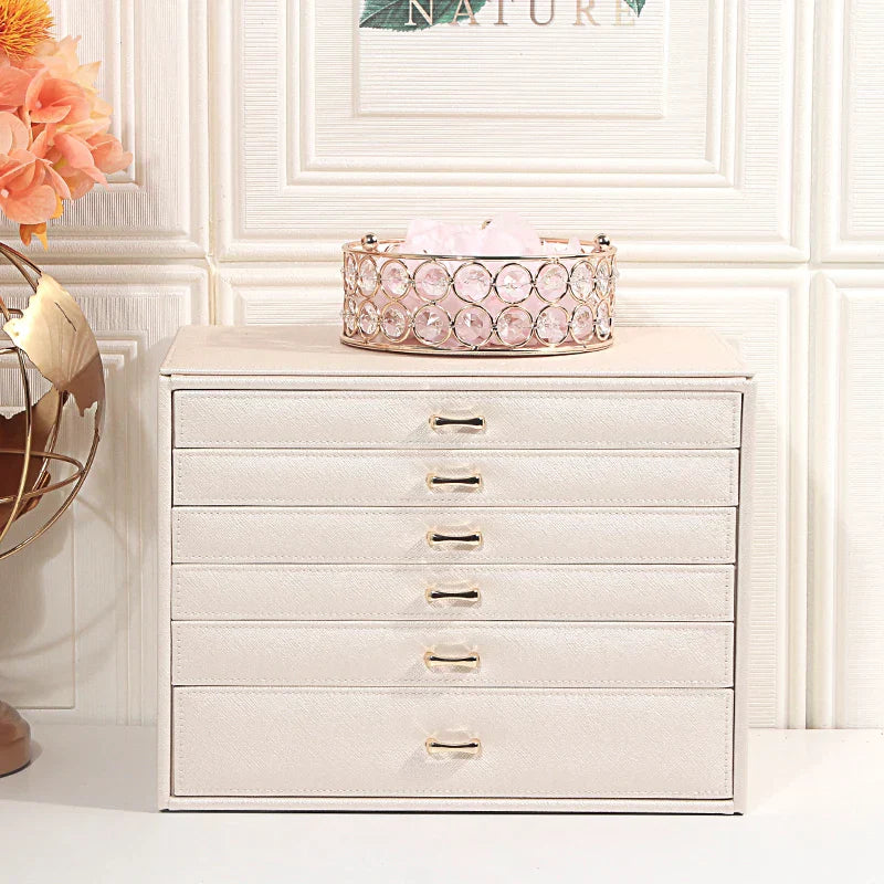 Boite a Bijoux 6 Compartiments En Cuir