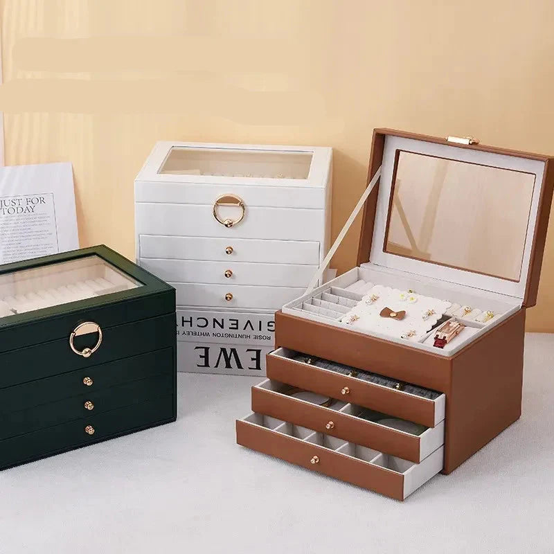 Boite a Bijoux 3 Tiroirs en Cuir